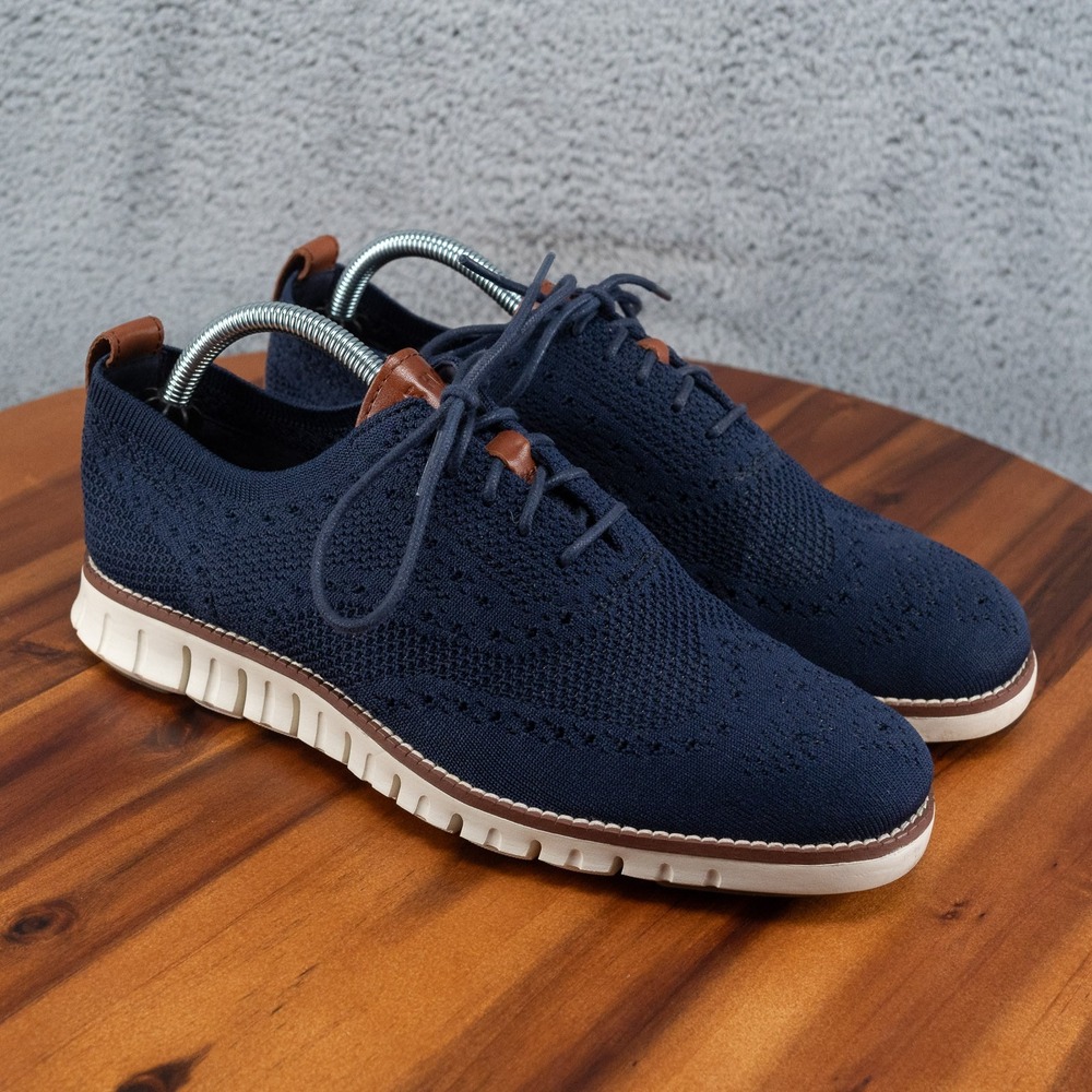 Cole Haan Zerogrand $160 Men's Wingtip Knit Oxfords Shoes Size 8 M Blue C24947